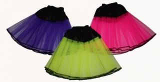 Neon Underskirt Under Slip Petticoat Black Or White Trim Poly Satin 