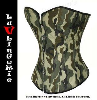 8875 victorian boned camo green corset bustier 2xl