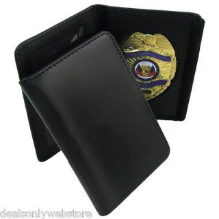 leather universal oblong badge holder flip case 