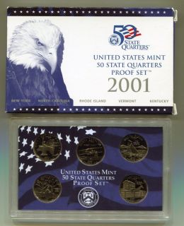 2001 us mint state quarters proof set 