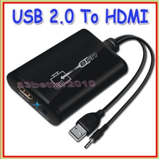 LKV325 USB to HDMI Converter Adapter 1080P HDTV + 3.5mm Audio Cable 