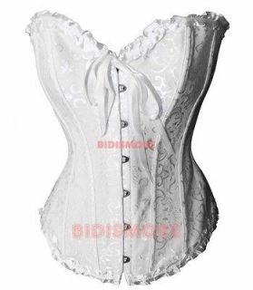 Newly listed White Floral Trim Lace Up Bridal Basque Corset M
