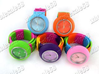 New jewelry Wholesale lot 5ps cheap rubber alloy slap watch bangle 