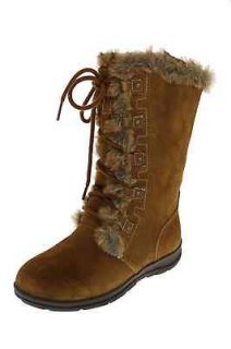 White Mountain NEW Toba Tan Suede Faux Fur Lined Mid Calf Boots Shoes 
