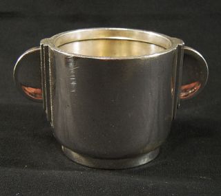 French MODERNIST Boulenger silver plate Art Deco Hotel sugar pot bowl