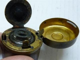 Victorian Traveling Inkwell Brass Leather Covere​d 1880