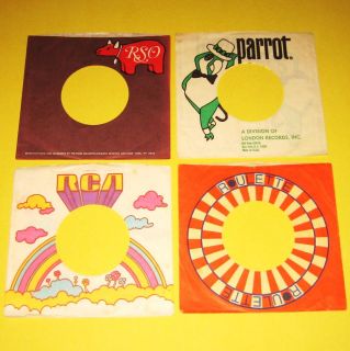 Lot of FOUR vintage record company sleeves ROULETTE / RCA / PARROT 