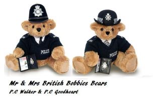 BRITISH MALE FEMALE BOBBY POLICE TEDDY BEAR ROYAL WEDDING Sold Out In 