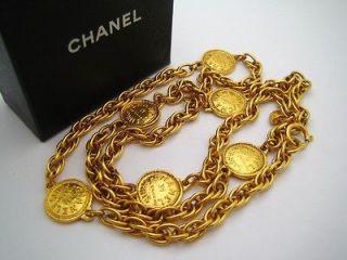 100 % auth chanel vintage coins necklace 