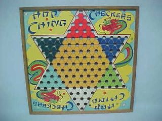 vintage hop ching chinese checkers w wood framed game board