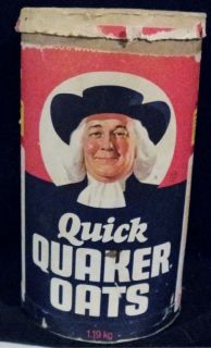 Collectible Vintage Quick Quaker Oats Cardboard Container Quaker Oats 