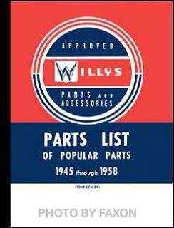   Jeep Willys Illustrated Popular Parts Book Catalog CJ Truck Wagon Car