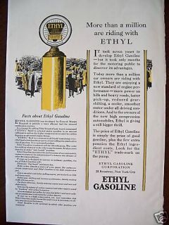 1928 antique ethyl gasoline yellow gas pump ad  2 00 buy it 