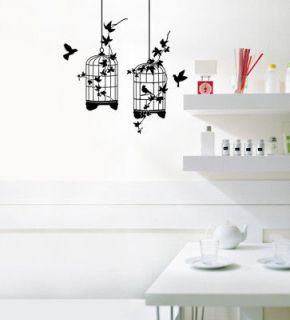 Birds Cages Tree Adhesive Removable Wall Decor Accents Graphic 