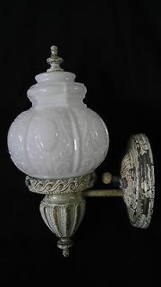 Vtg antique sconce wall light fixture victorian dead white milk glass 