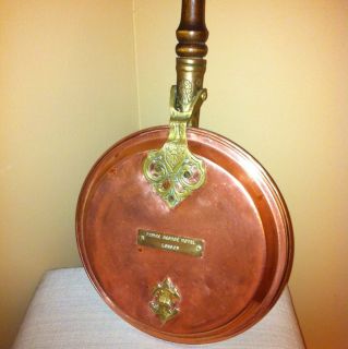 Rare Early 1900s Prince George Hotel London Copper Bed Warmer