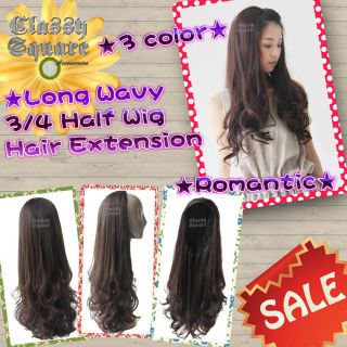   New Fashion Romantic 3/4 Full Hair Long Wavy Curly Half Wig 3 color