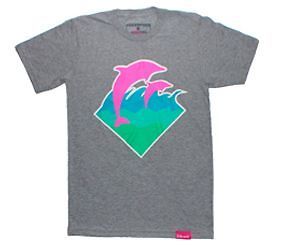 Pink Dolphin Clothing Waves tee shirt Heather Gray Mens Size Large L 