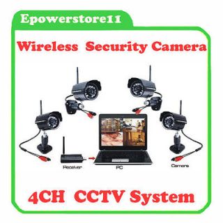 Digital 2.4Ghz Wireless Camera 4CH USB DVR Security CCTV System 