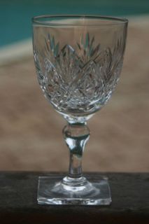 Thomas Webb Crystal Wine Glass (es) Cut Fan Star Pattern Square Base 