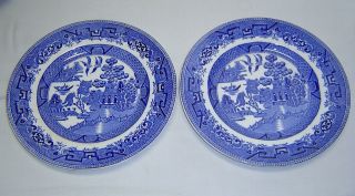 Pair (2) Old Midwinter Blue Willow Burslem England 10 Porcelain 