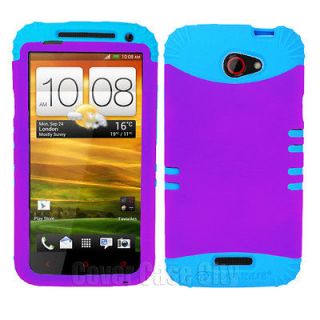  S720e Hybrid Light Blue Phone Cover with Purple Hard Case Snap on