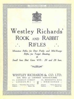 westley richards co 1920 rook and rabbit rifles