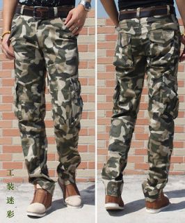 MENS CASUAL MILITARY ARMY CARGO CAMO COMBAT WORK PANTS TROUSERS