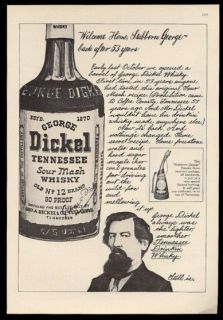 1965 George Dickel Tennessee Whisky founder portrait vintage print ad