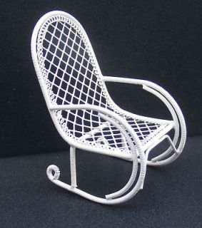 12 Scale White Wire Rocking Chair Doll House Miniature Conservatory 