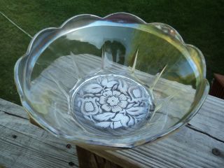   Georges Briard Crystal bowl Silver band floral signed dish serving
