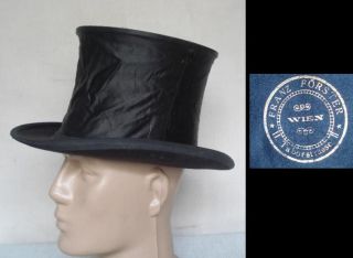 19c vintage man black silk top hat wien