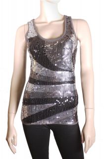 Womens evening,elegant tank top t shirt w/sequins in front,silver,gold 