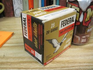 vintage federal HI POWER EMPTY PAPER shotshell box DUCK 20 gauge JMJ