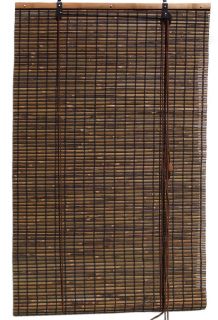   60 x 72 Bamboo Espresso Brown Black Roll Up Window Blinds Shade