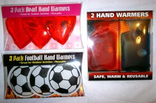 NEW HAND WARMERS, BOTTLES, FOOTBALL AND HEART DESIGNS, FAST DISPATCH