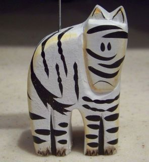   BENGAL TIGER PHOTO HOLDER, Wooden, Wire Holder, Hand Painted, Grumpy