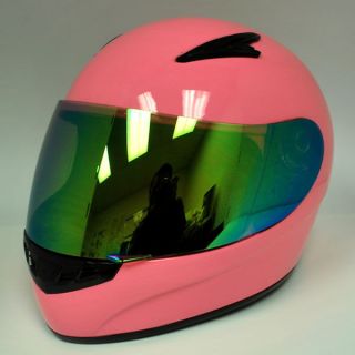 New Youth Kids Girl Motorcycle Full Face Helmet Glossy Solid Pink Size 