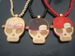 hip hop chicago snapback skull pendant wood rosary beads chain