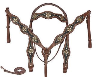nwt gorgeous leather show horse bridle headstall breast collar western