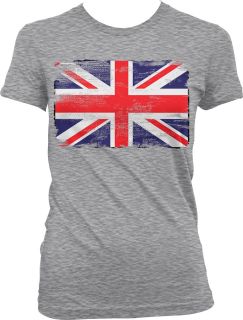   Faded British Flag United Kingdom Olympcis Girls Juniors T shirt