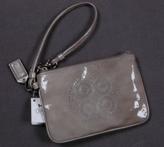 NWT COACH Audrey Perforated Wristlet #45569 GREY