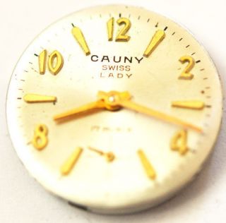 vintage cauny wrist w sub dial movement 17 jewels 730