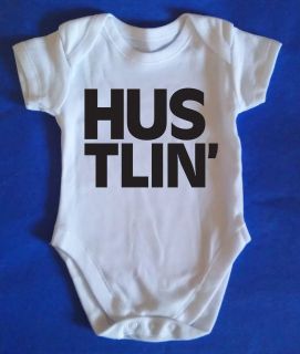 HUSTLIN Baby Grow / Body Suit, Retro, Baby Clothes, Awesome HIP HOP 