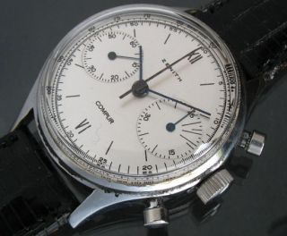 zenith compur s steel cal 146 chronograph swiss watch from