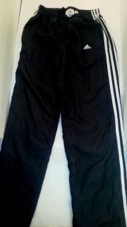   Black Wht Nylon Athletic Track/Running Pants/Lined/An​kle Zippers