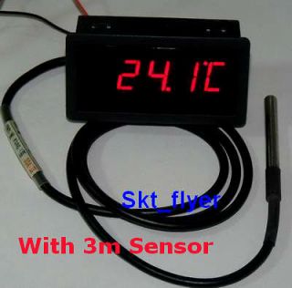   LED Car Temperature Meter Thermometer  55 125°C DS18B20 Sensor 3m