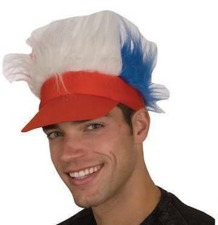 4th Fourth of July Visor Hat with Hair Adult Patriotic Costume 