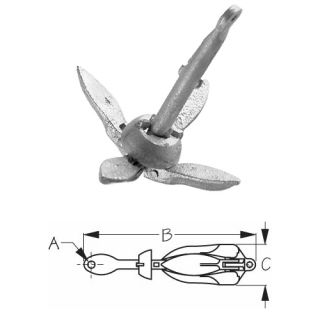   Galvanized Folding Grapnel Anchor for Boats 5 to 14 Feet Long