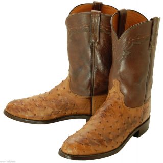 737 Pre Owned Lucchese 1883 Barnwood Ostrich Roper Cowboy Boots Mens 
